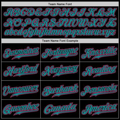 Custom Black Pink-Teal Authentic Baseball Jersey - Sky-Custom