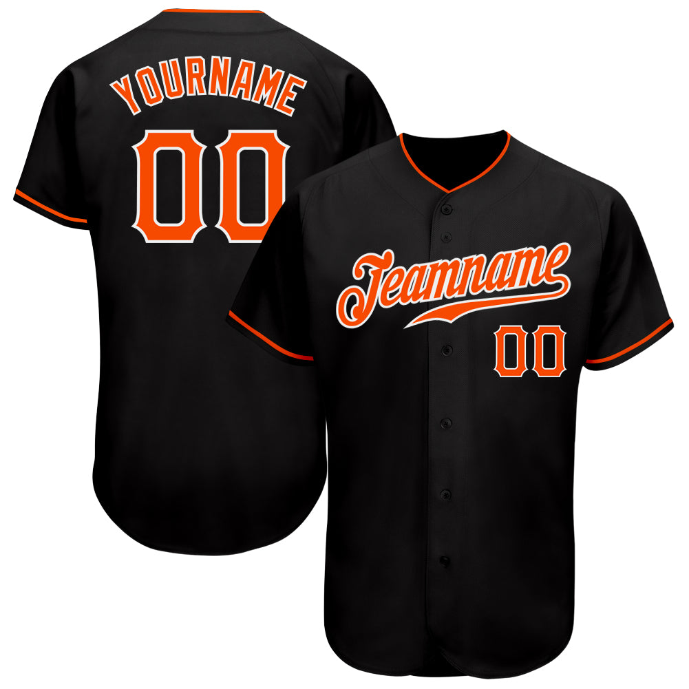 Custom Black Orange-White Authentic Baseball Jersey - Sky-Custom