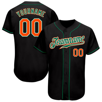 Custom Black Orange-Kelly Green Authentic Baseball Jersey - Sky-Custom