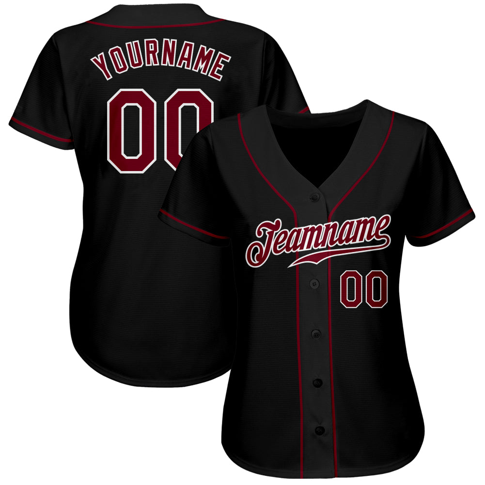 Custom Black Crimson-White Authentic Baseball Jersey - Sky-Custom