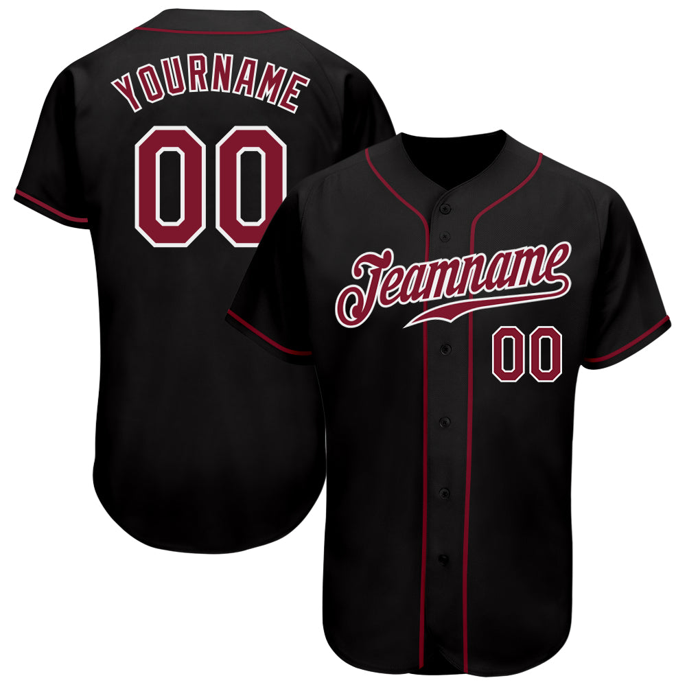 Custom Black Crimson-White Authentic Baseball Jersey - Sky-Custom