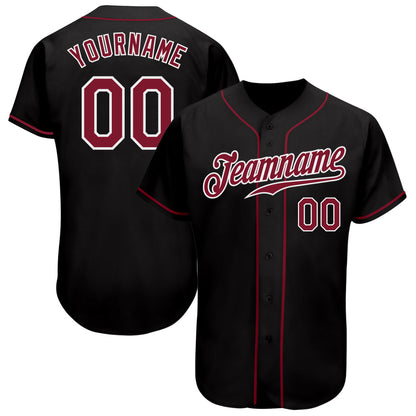 Custom Black Crimson-White Authentic Baseball Jersey - Sky-Custom