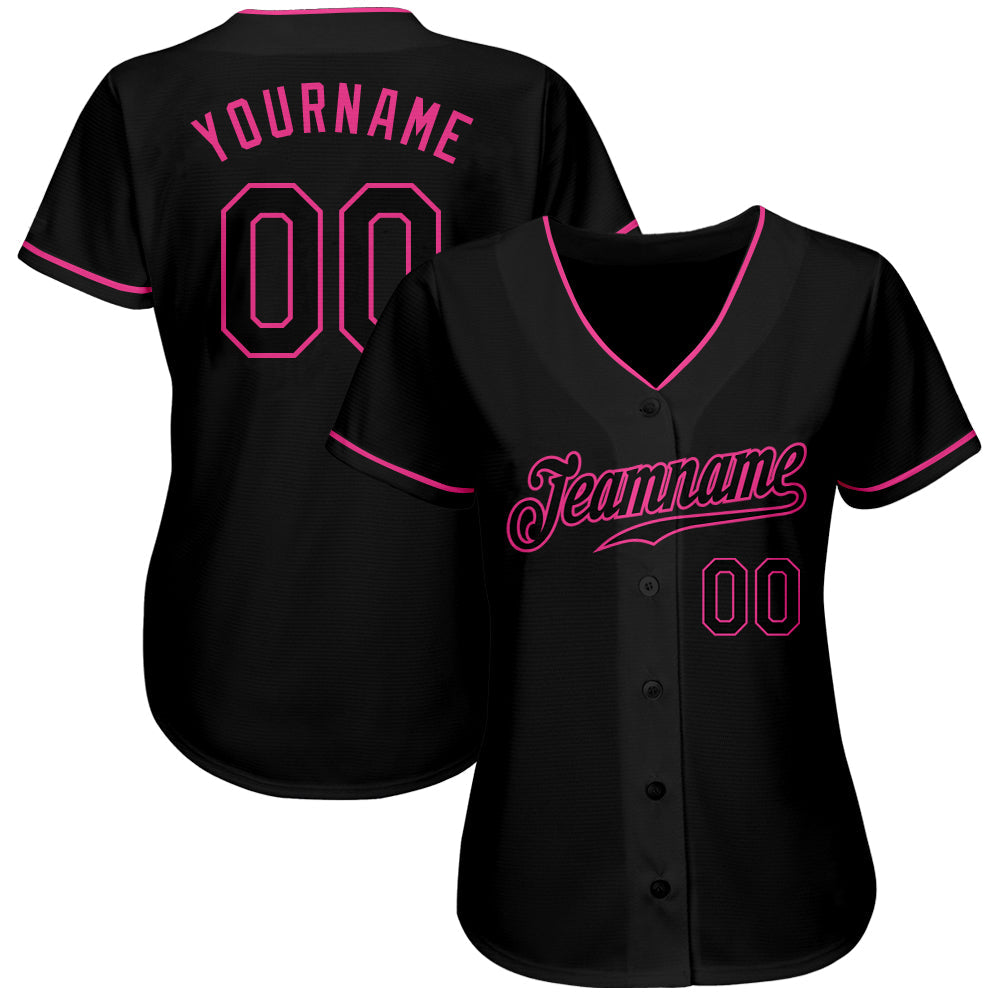 Custom Black Black-Pink Authentic Baseball Jersey - Sky-Custom