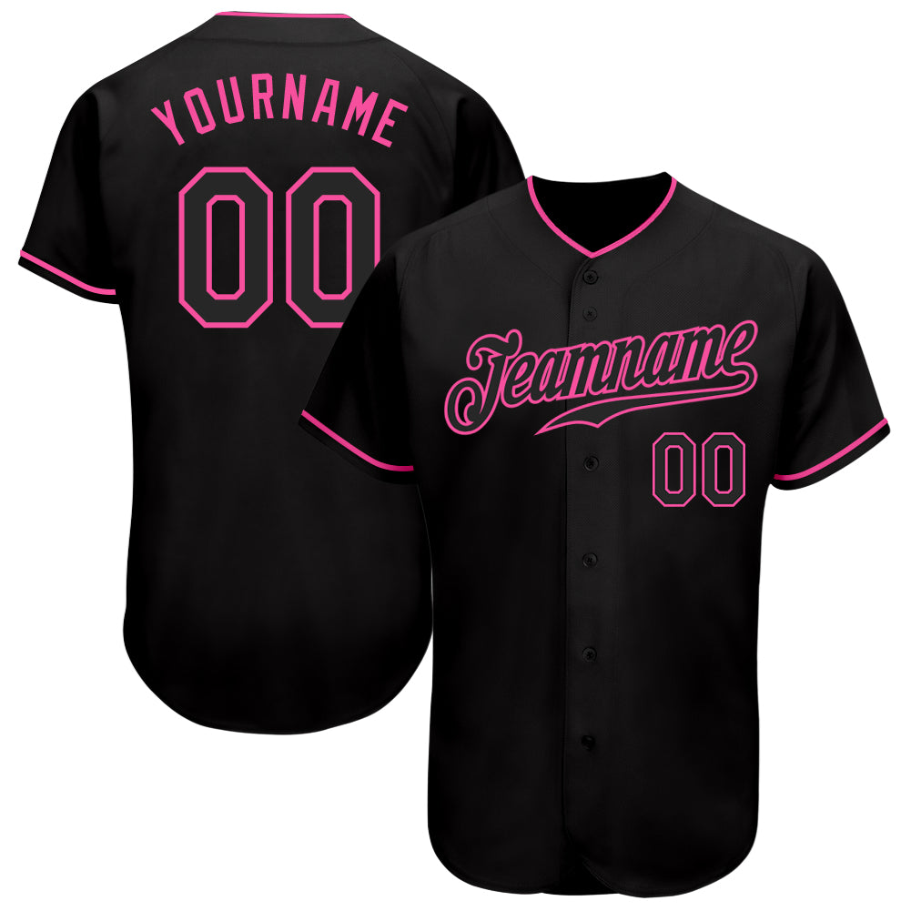 Custom Black Black-Pink Authentic Baseball Jersey - Sky-Custom