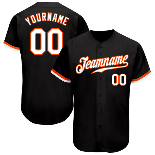 Custom Black White-Orange Authentic Baseball Jersey - Sky-Custom