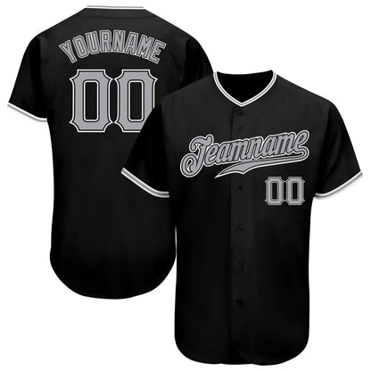 Custom Black Gray-White Authentic Baseball Jersey - Sky-Custom
