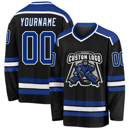 Custom Black Royal-White Hockey Jersey - Sky-Custom