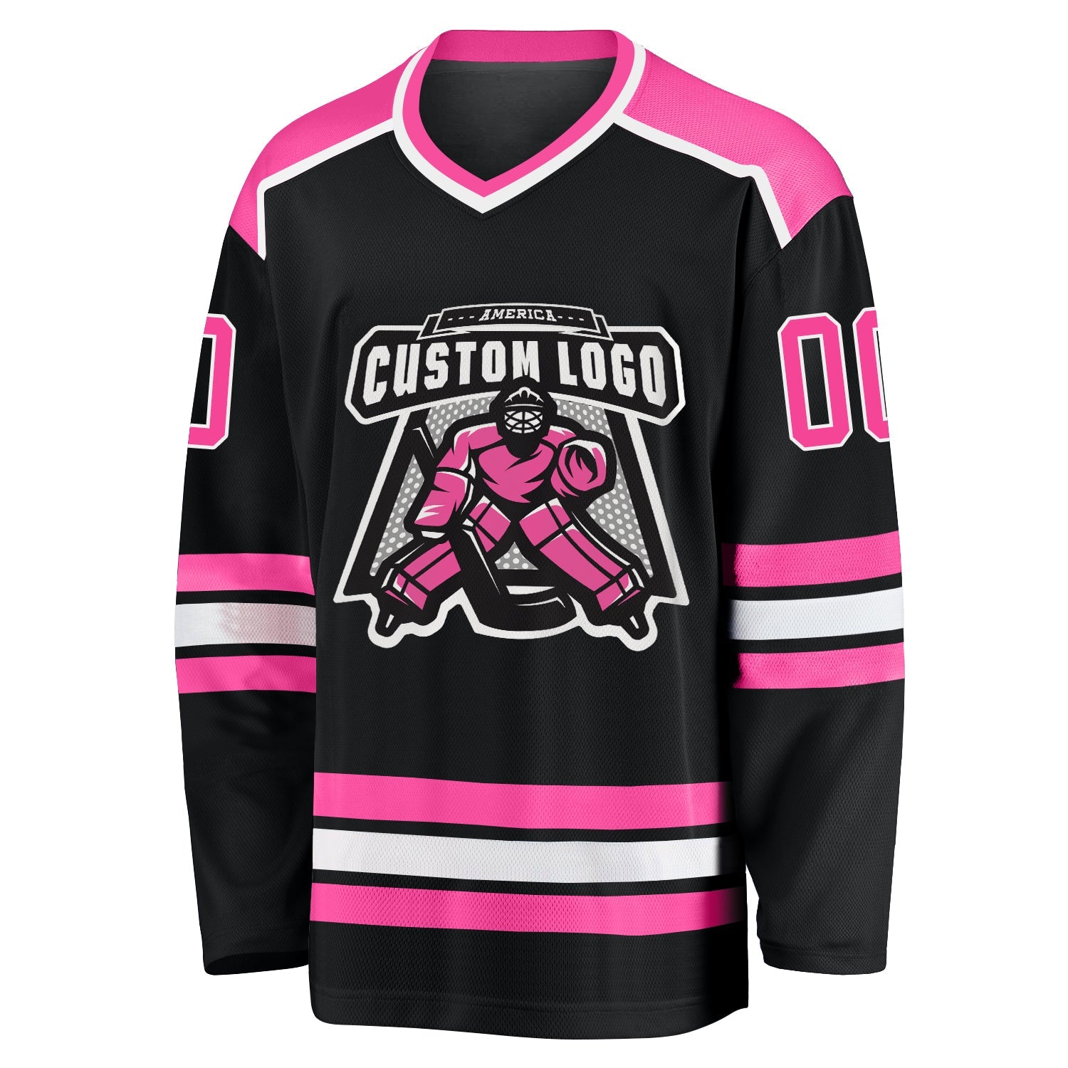 Custom Black Pink-White Hockey Jersey - Sky-Custom