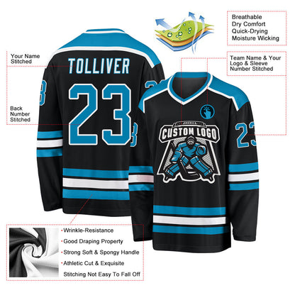 Custom Black Panther Blue-White Hockey Jersey - Sky-Custom
