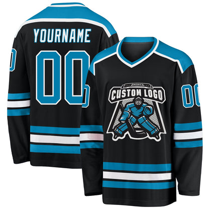 Custom Black Panther Blue-White Hockey Jersey - Sky-Custom