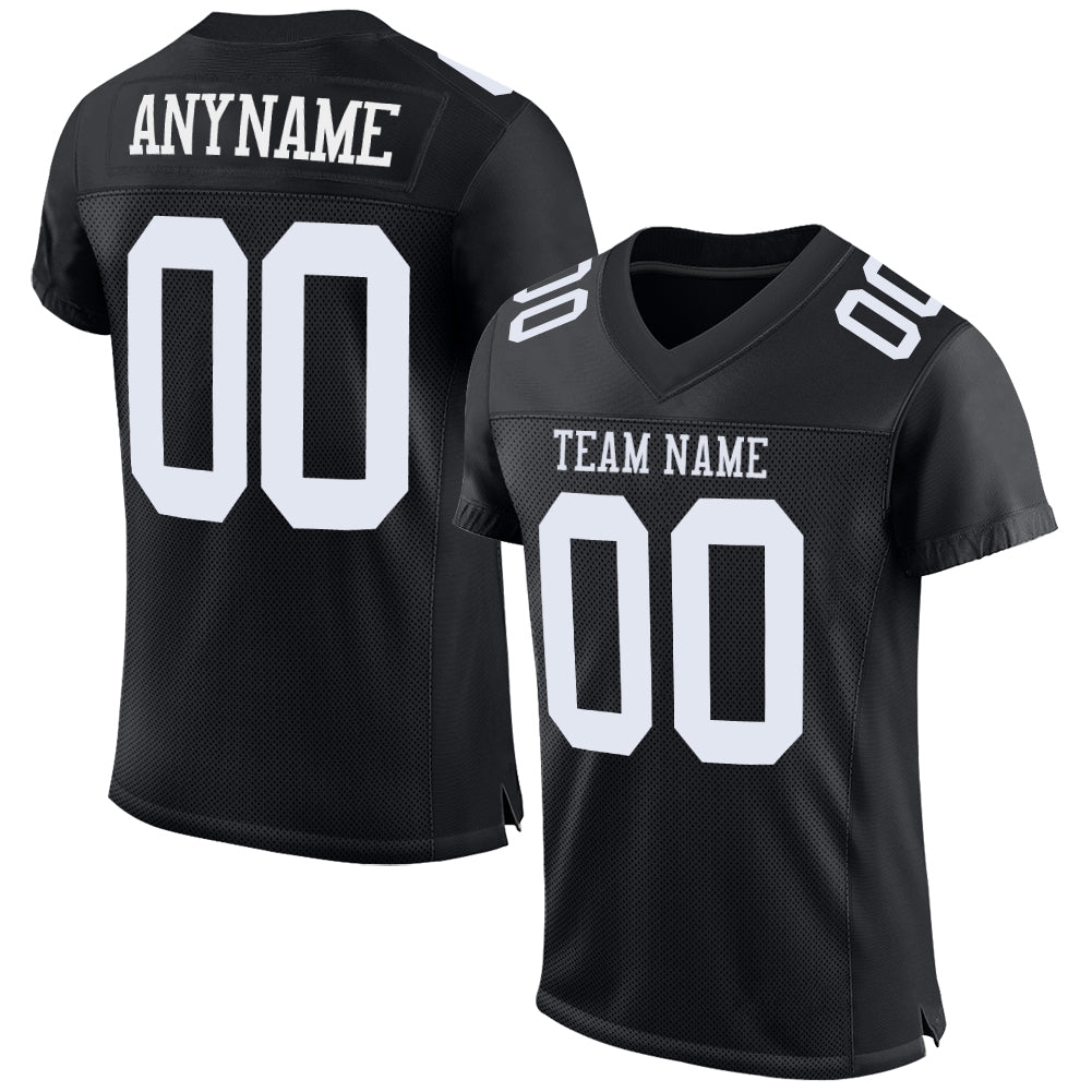 Custom Black White Mesh Authentic Football Jersey - Sky-Custom