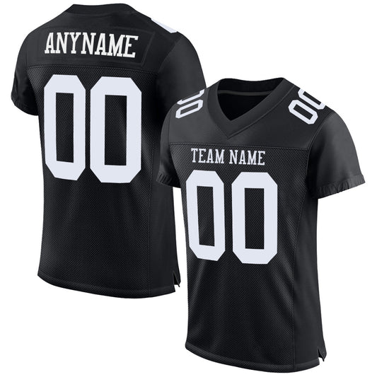 Custom Black White Mesh Authentic Football Jersey - Sky-Custom
