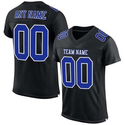 Custom Black Royal-White Mesh Authentic Football Jersey - Sky-Custom