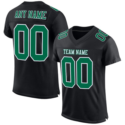 Custom Black Kelly Green-White Mesh Authentic Football Jersey - Sky-Custom