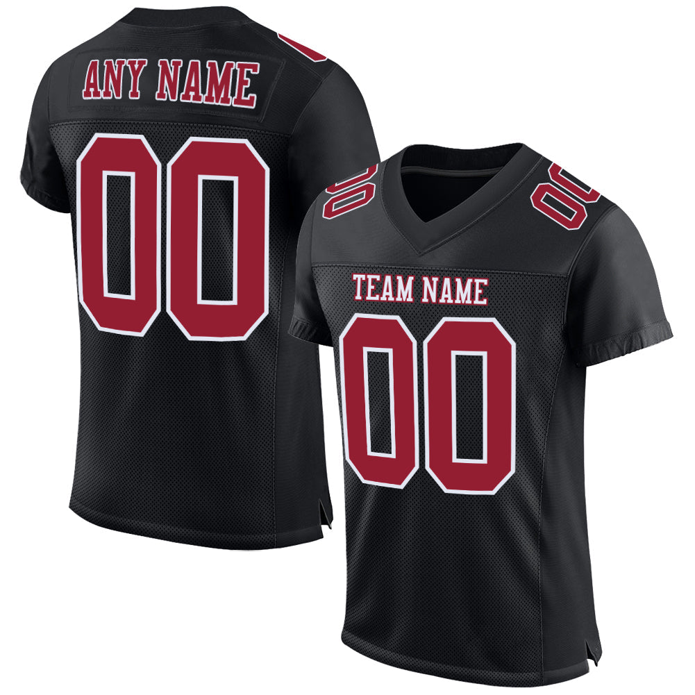 Custom Black Cardinal-White Mesh Authentic Football Jersey - Sky-Custom