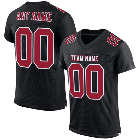 Custom Black Cardinal-White Mesh Authentic Football Jersey - Sky-Custom