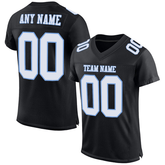 Custom Black White-Light Blue Mesh Authentic Football Jersey - Sky-Custom
