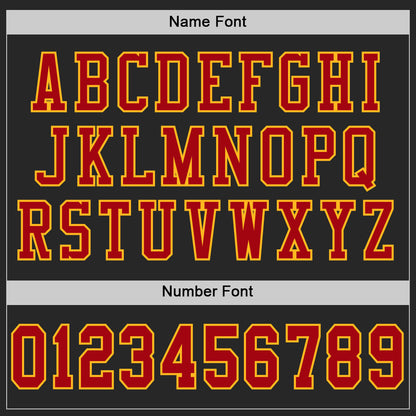 Custom Black Red-Gold Mesh Authentic Football Jersey - Sky-Custom