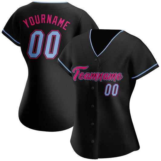 Custom Black Light Blue-Hot Pink Authentic Baseball Jersey - Sky-Custom