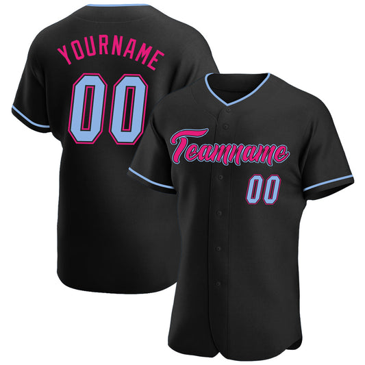 Custom Black Light Blue-Hot Pink Authentic Baseball Jersey - Sky-Custom