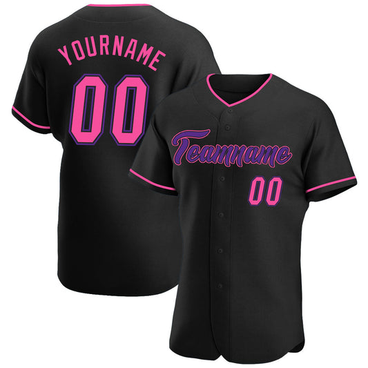 Custom Black Pink-Purple Authentic Baseball Jersey - Sky-Custom