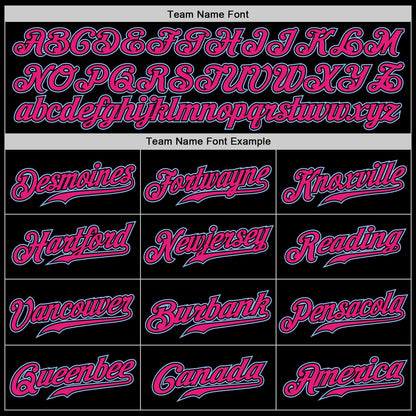 Custom Black Light Blue Pinstripe Hot Pink-Light Blue Authentic Baseball Jersey - Sky-Custom
