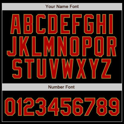 Custom Black Old Gold Pinstripe Red-Old Gold Authentic Baseball Jersey - Sky-Custom