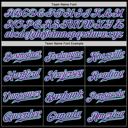 Custom Black Teal-Purple Authentic Baseball Jersey - Sky-Custom