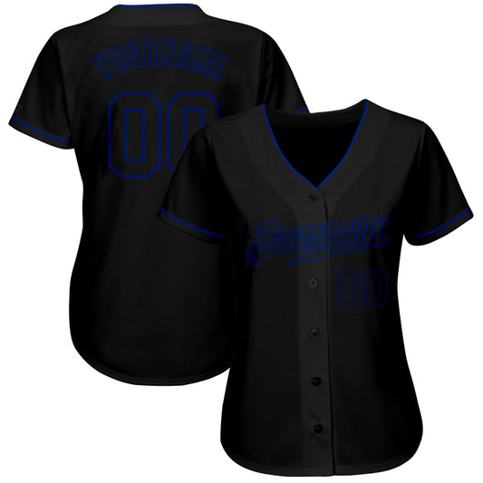 Custom Black Black-Royal Authentic Baseball Jersey - Sky-Custom
