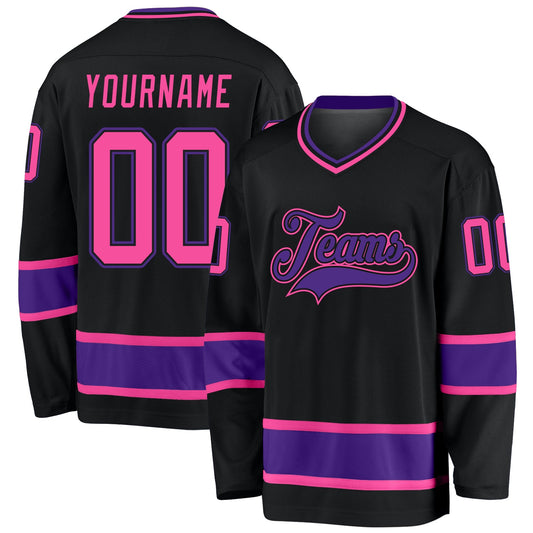 Custom Black Pink-Purple Hockey Jersey - Sky-Custom