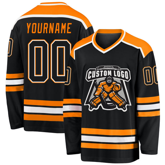 Custom Black Black-Bay Orange Hockey Jersey - Sky-Custom