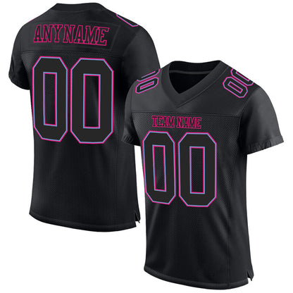 Custom Black Black Powder Blue-Hot Pink Mesh Authentic Football Jersey - Sky-Custom