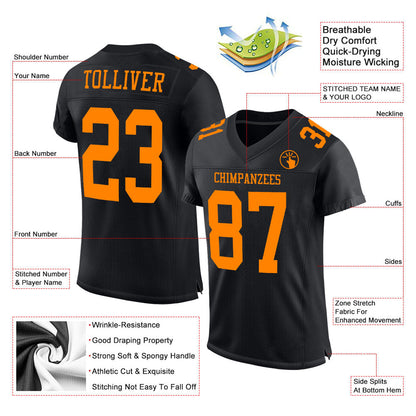 Custom Black Bay Orange Mesh Authentic Football Jersey - Sky-Custom