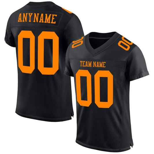 Custom Black Bay Orange Mesh Authentic Football Jersey - Sky-Custom