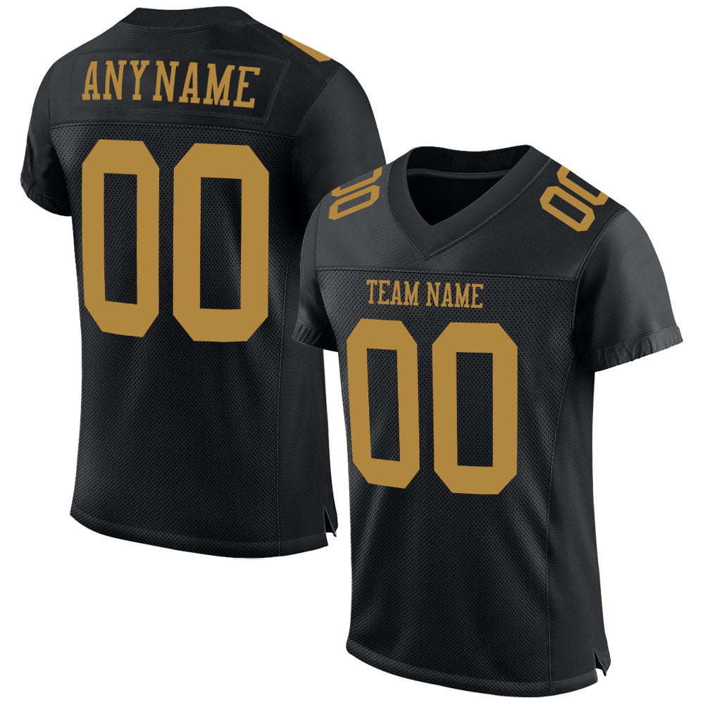 Custom Black Old Gold Mesh Authentic Football Jersey - Sky-Custom