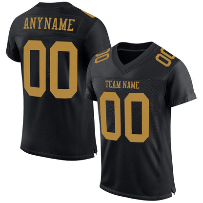 Custom Black Old Gold Mesh Authentic Football Jersey - Sky-Custom