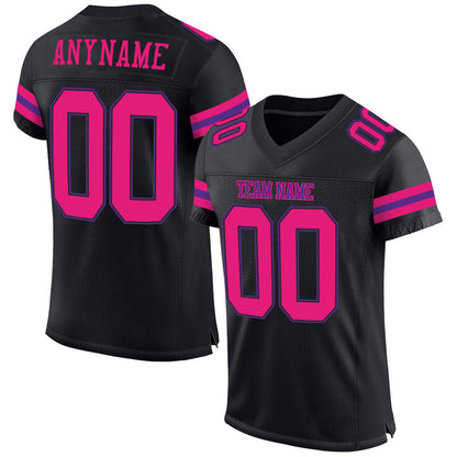 Custom Black Hot Pink-Purple Mesh Authentic Football Jersey - Sky-Custom