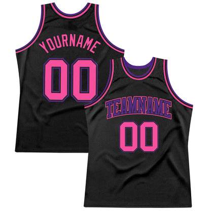 Custom Black Pink-Purple Authentic Throwback Basketball Jersey - Sky-Custom