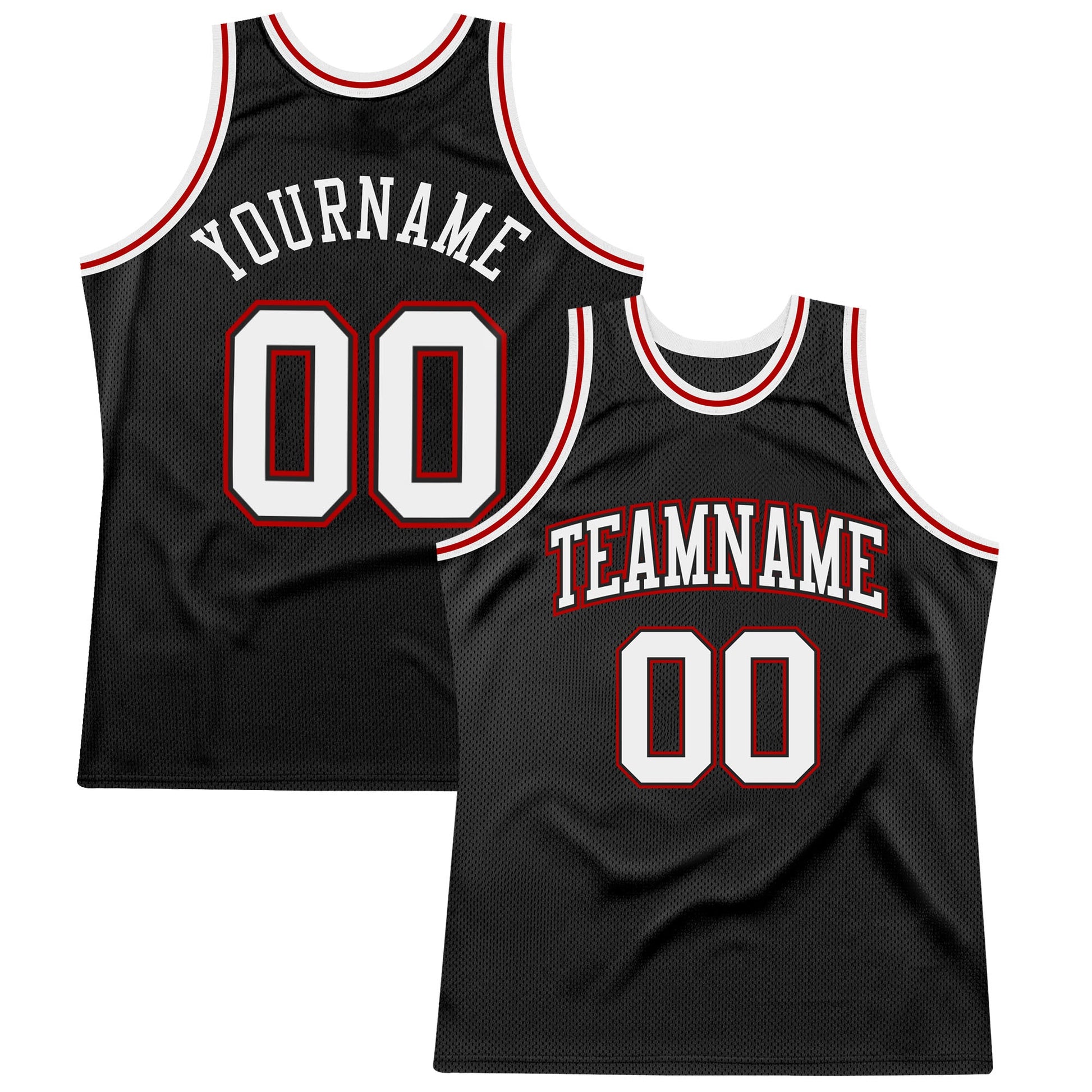 Custom Black White-Red Authentic Throwback Basketball Jersey - Sky-Custom