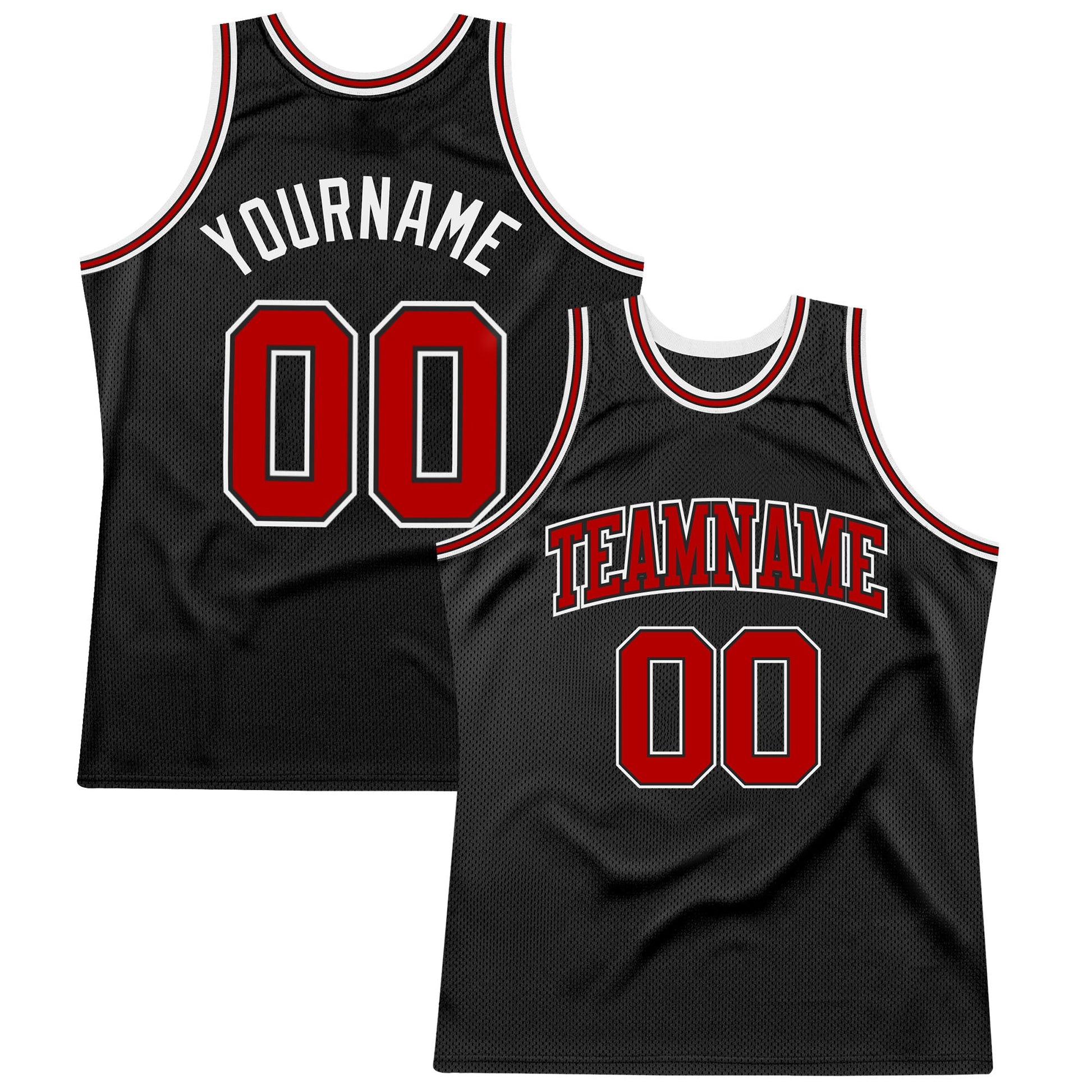 Custom Black Red-White Authentic Throwback Basketball Jersey - Sky-Custom