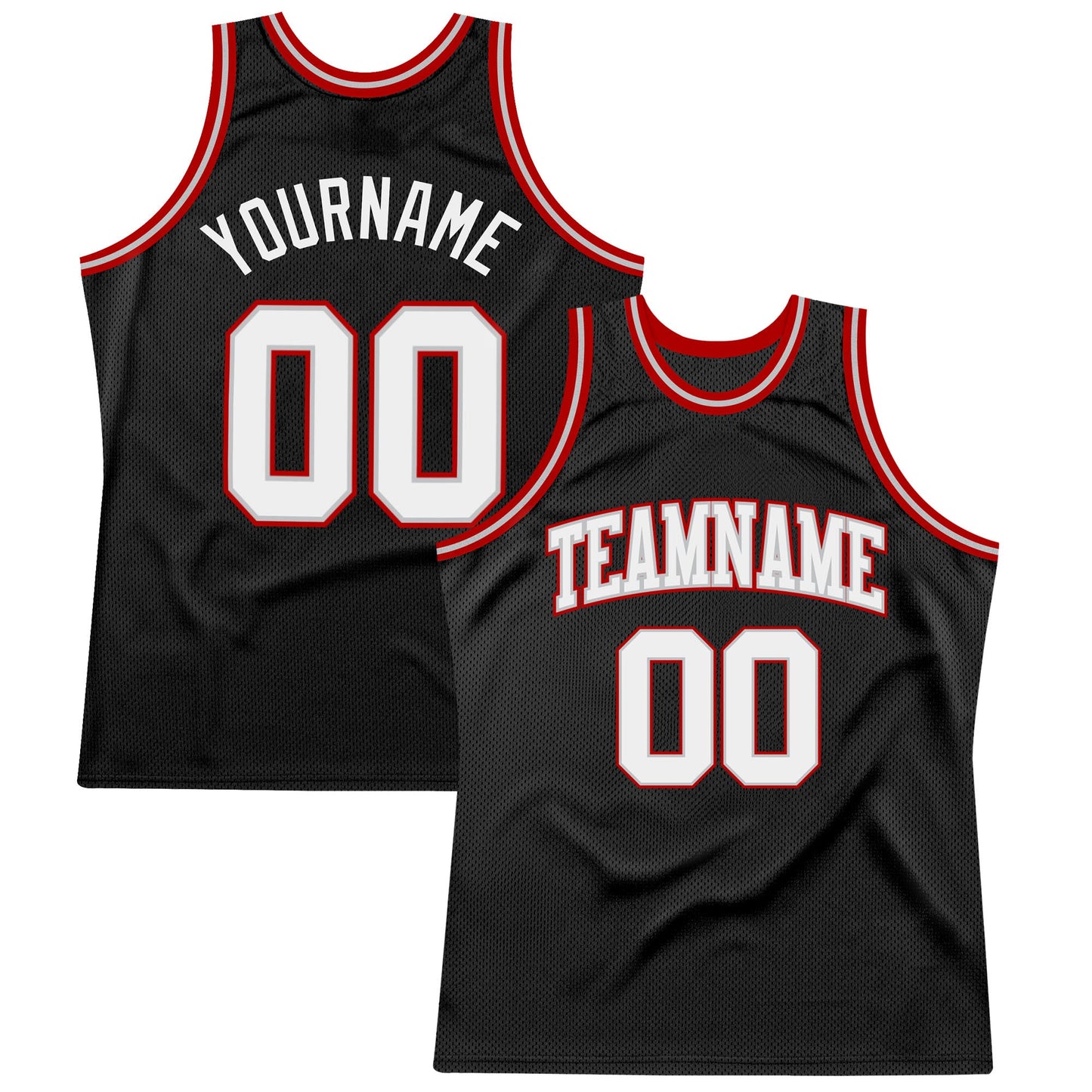 Custom Black White Gray-Red Authentic Throwback Basketball Jersey - Sky-Custom