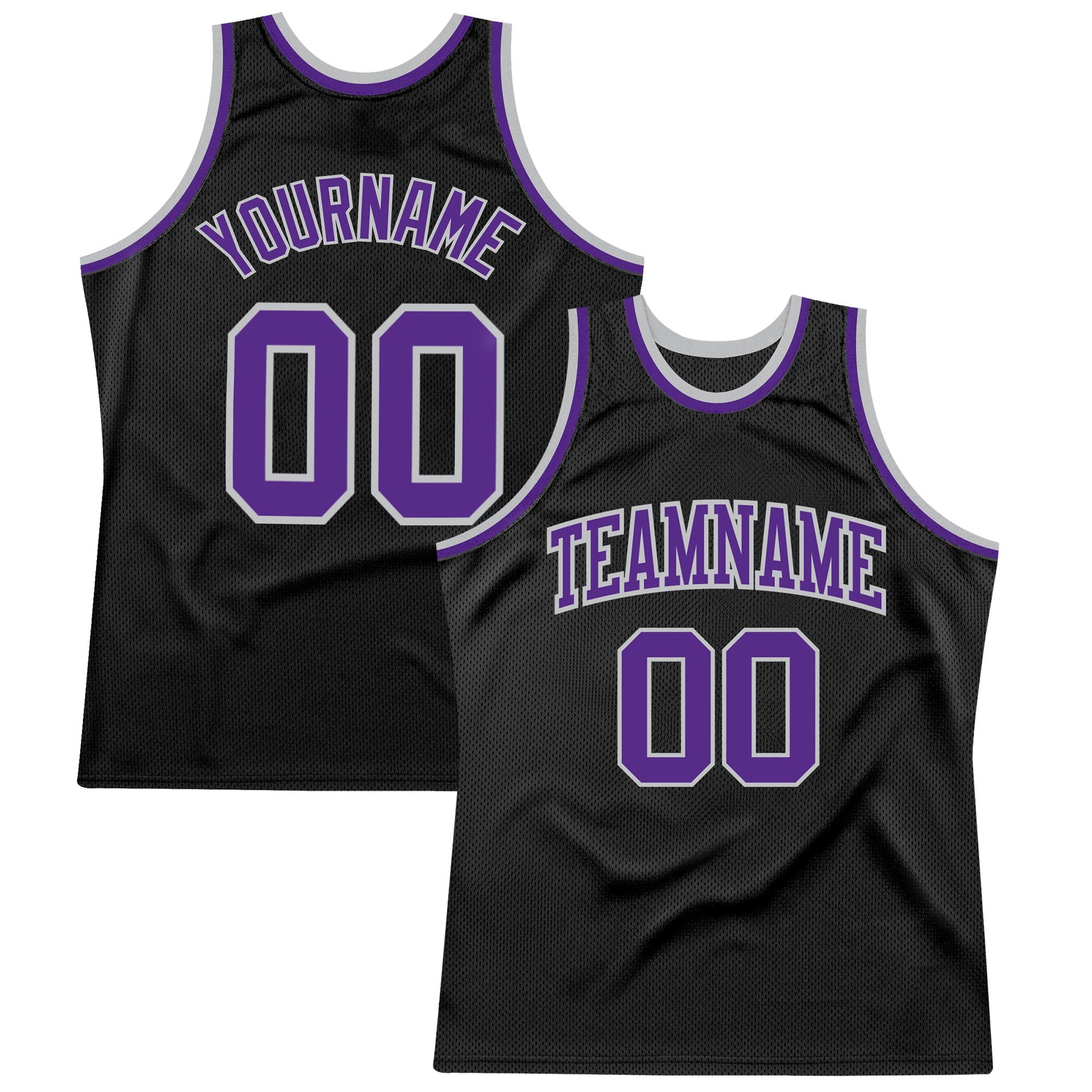 Custom Black Purple-Gray Authentic Throwback Basketball Jersey - Sky-Custom