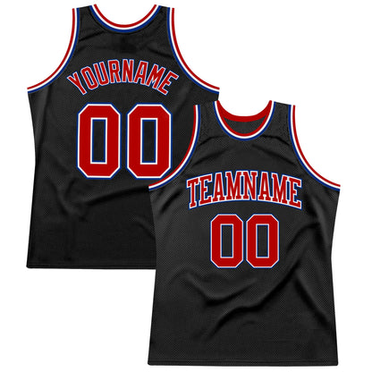 Custom Black Red-Royal Authentic Throwback Basketball Jersey - Sky-Custom