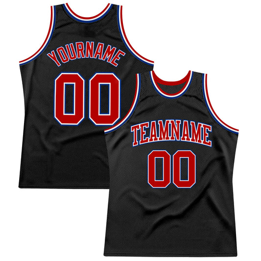 Custom Black Red-Royal Authentic Throwback Basketball Jersey - Sky-Custom