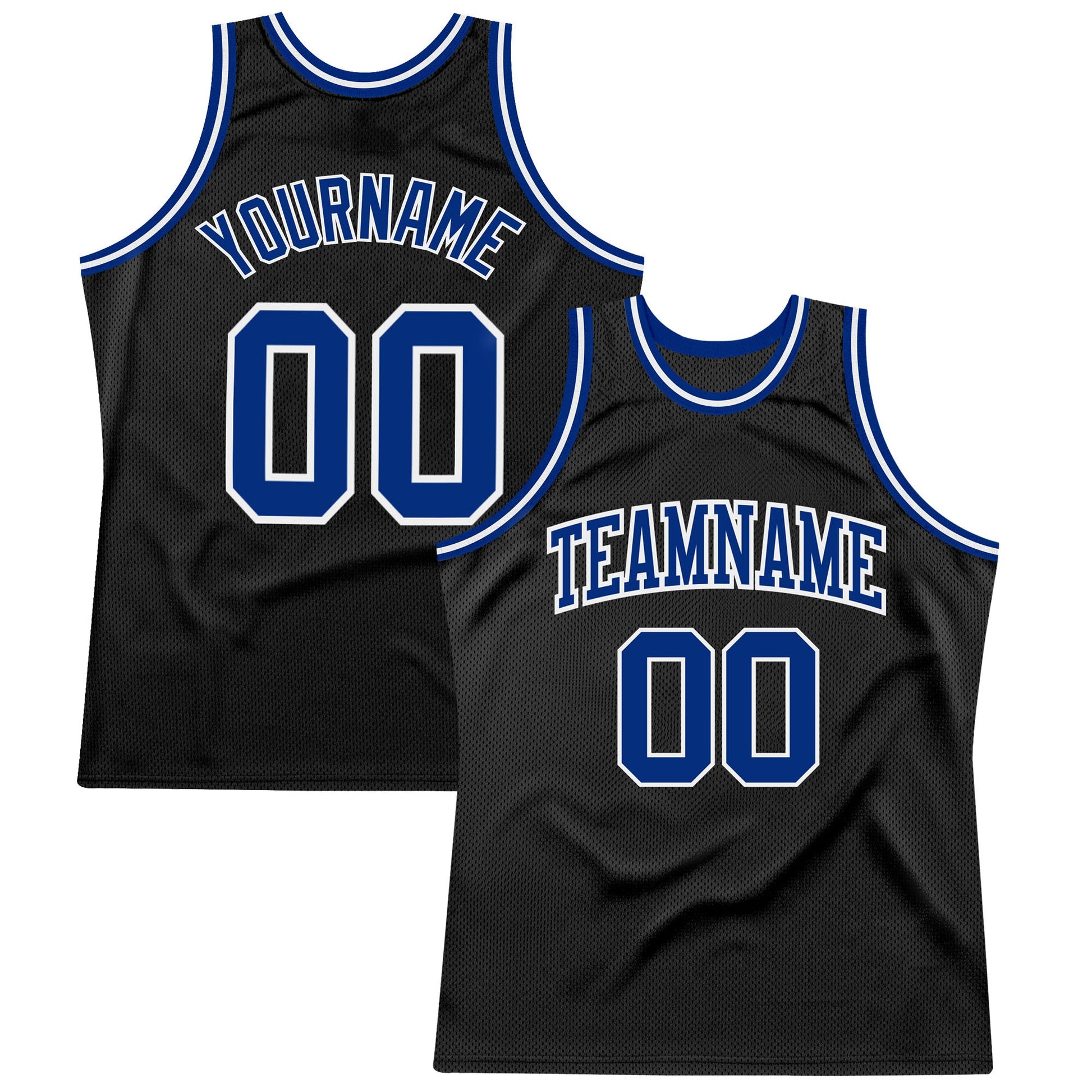 Custom Black Royal-White Authentic Throwback Basketball Jersey - Sky-Custom
