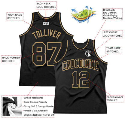Custom Black Black-Old Gold Authentic Throwback Basketball Jersey - Sky-Custom