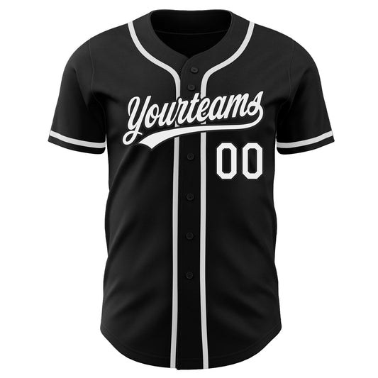 Custom Black White Authentic Baseball Jersey - Sky-Custom