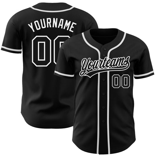 Custom Black Black-White Authentic Baseball Jersey - Sky-Custom