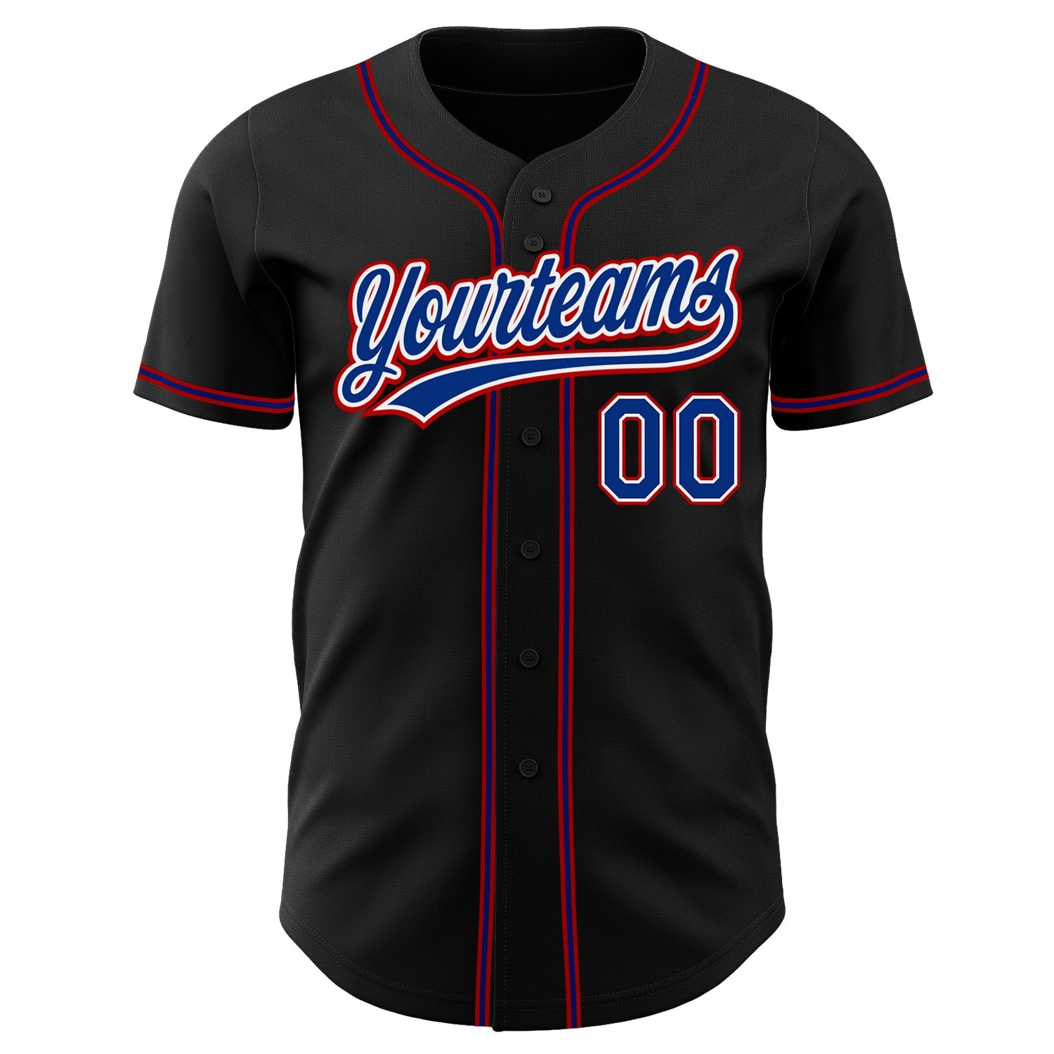 Custom Black Royal-Red Authentic Baseball Jersey - Sky-Custom