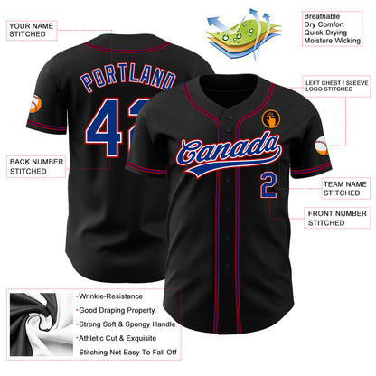Custom Black Royal-Red Authentic Baseball Jersey - Sky-Custom